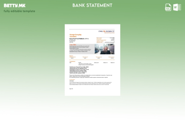 Модерен стил на Австралија ING Direct Шаблон верзија на извод од банка